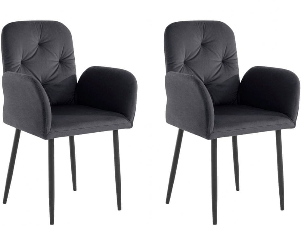 Danish Style Jedálenská stolička Milton (SADA 2 ks), zamat, šedá